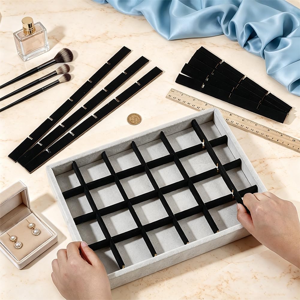 BENECREAT Séparateurs plateau bijoux bois noir 8 pcs