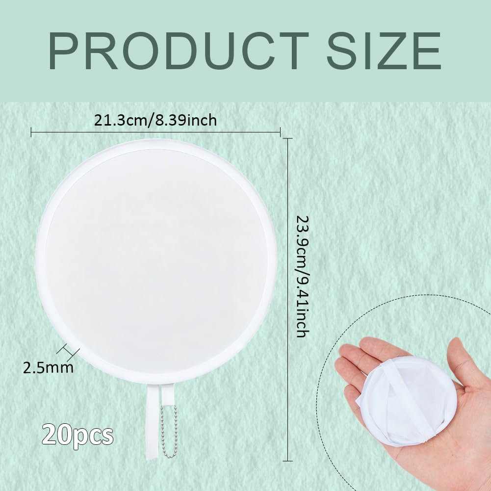 BENECREAT éventail rond pliable blanc PP 239mm lot 20