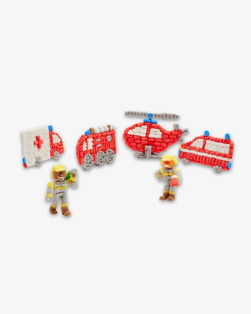 PLAYMAÏS Classic Firetruck kit cartes 4 motifs pompiers