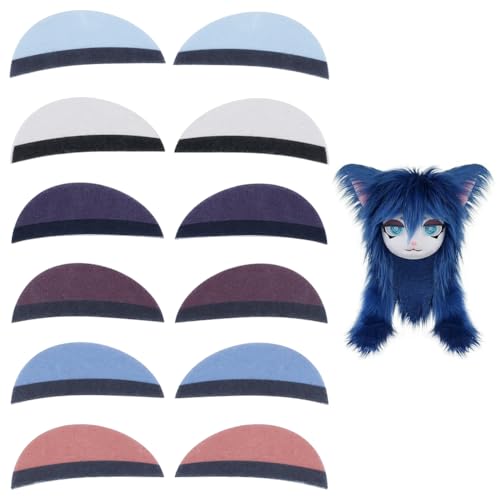 BENECREAT Yeux de Poupée appliques feutrine 6 couleurs x6 paires