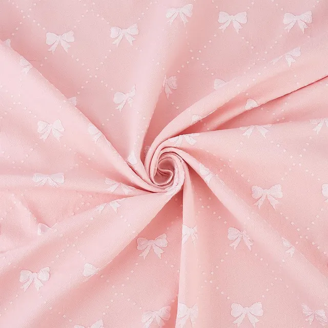 BENECREAT Tissu Jacquard Rose 1m x 154cm Nœuds Polyester