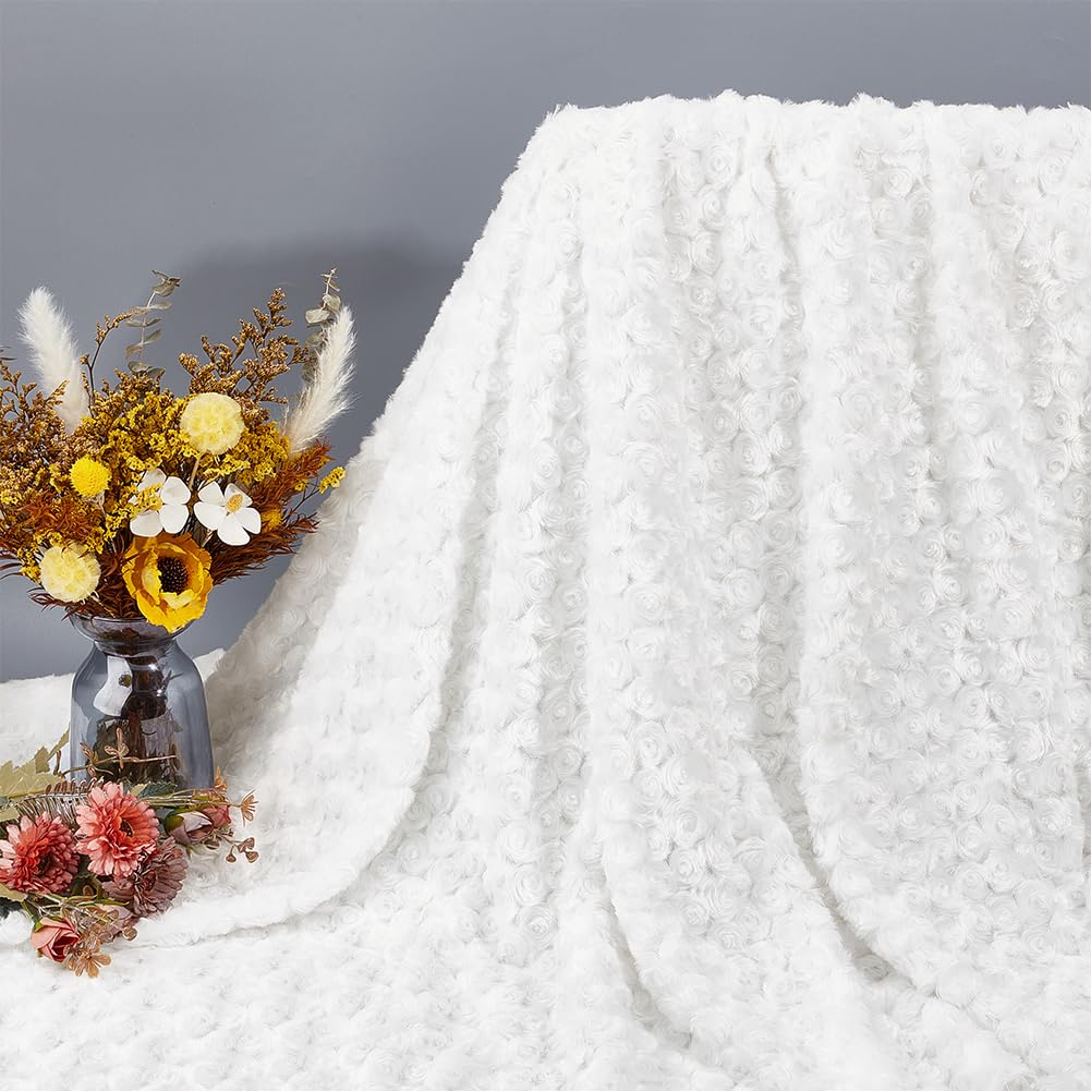 BENECREAT tissu fausse fourrure 150x100cm blanc doux 3mm