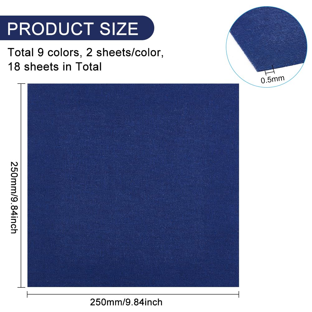 BENECREAT Carrés lin à broder 25x25 cm 9 couleurs 18 pcs