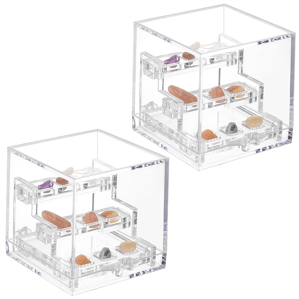 BENECREAT Vitrine 3 Niveaux Boîte Minéraux Acrylique 3,5cm Lot 2