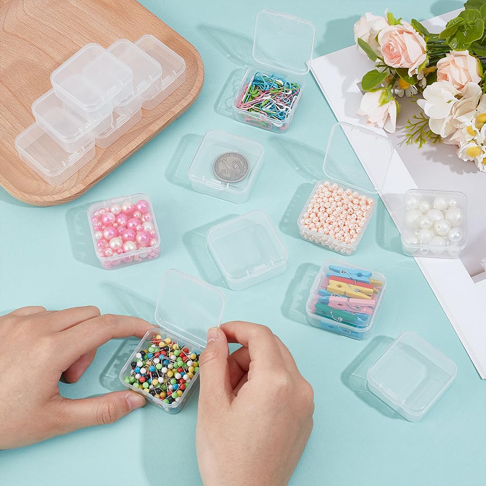 BENECREAT Mini Boîtes Perles Plastique Transparent 70pcs 4,5cm