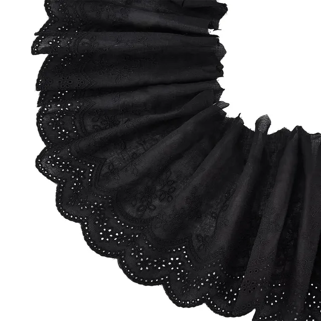 BENECREAT Dentelle Coton Bordure noire 4,6m x 20cm