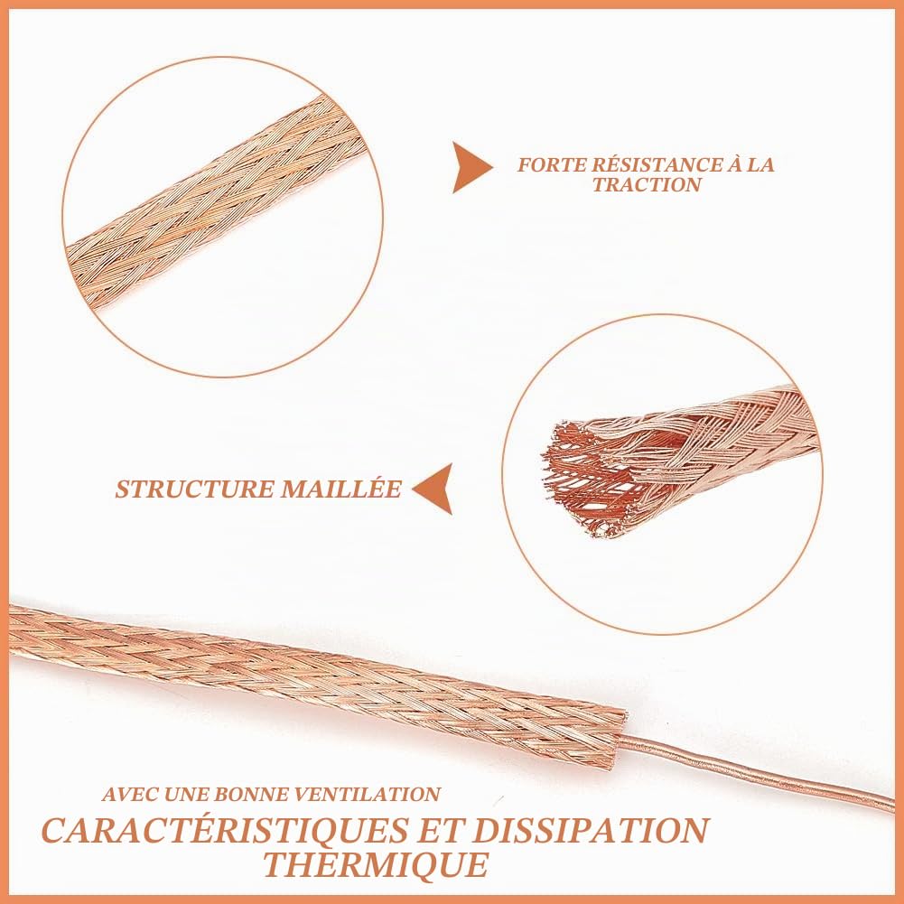 BENECREAT câble tressé cuivre 8m x 6mm blindage