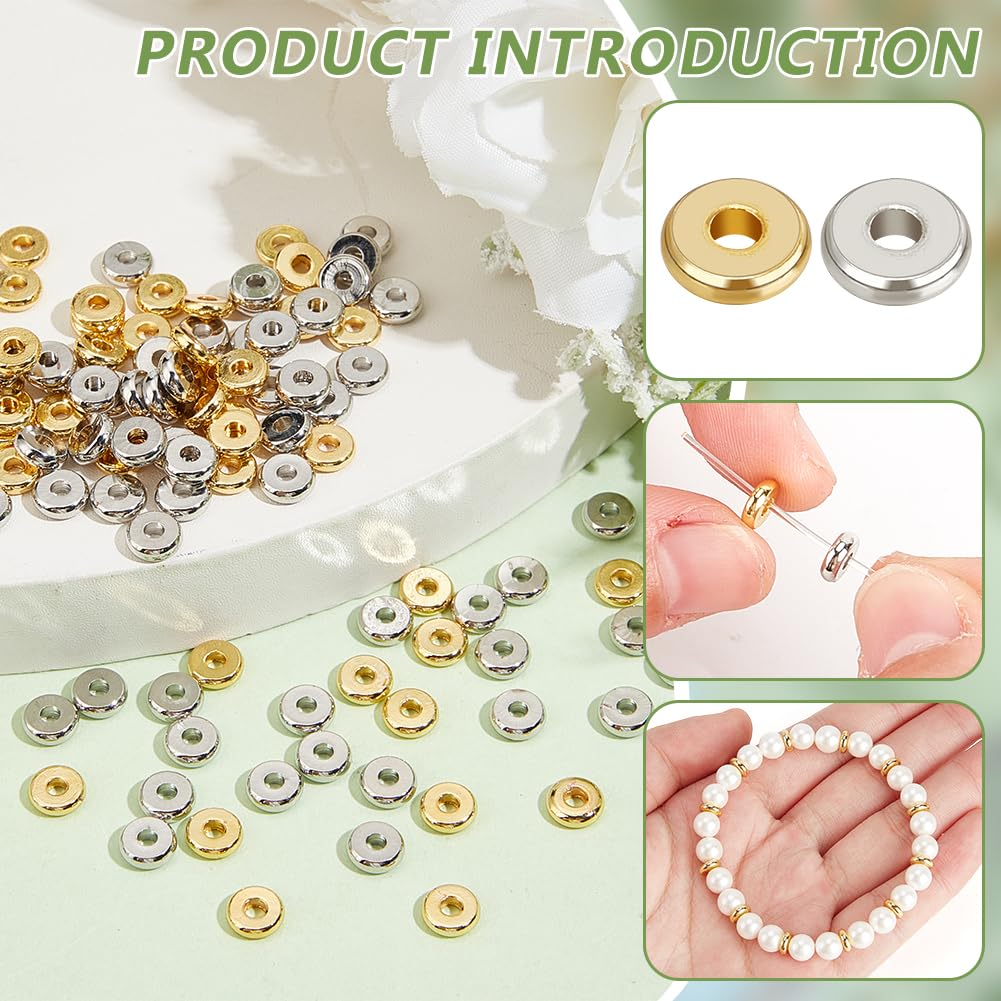 BENECREAT Perles Espacement Laiton 6 mm 160 Pcs Or Platine