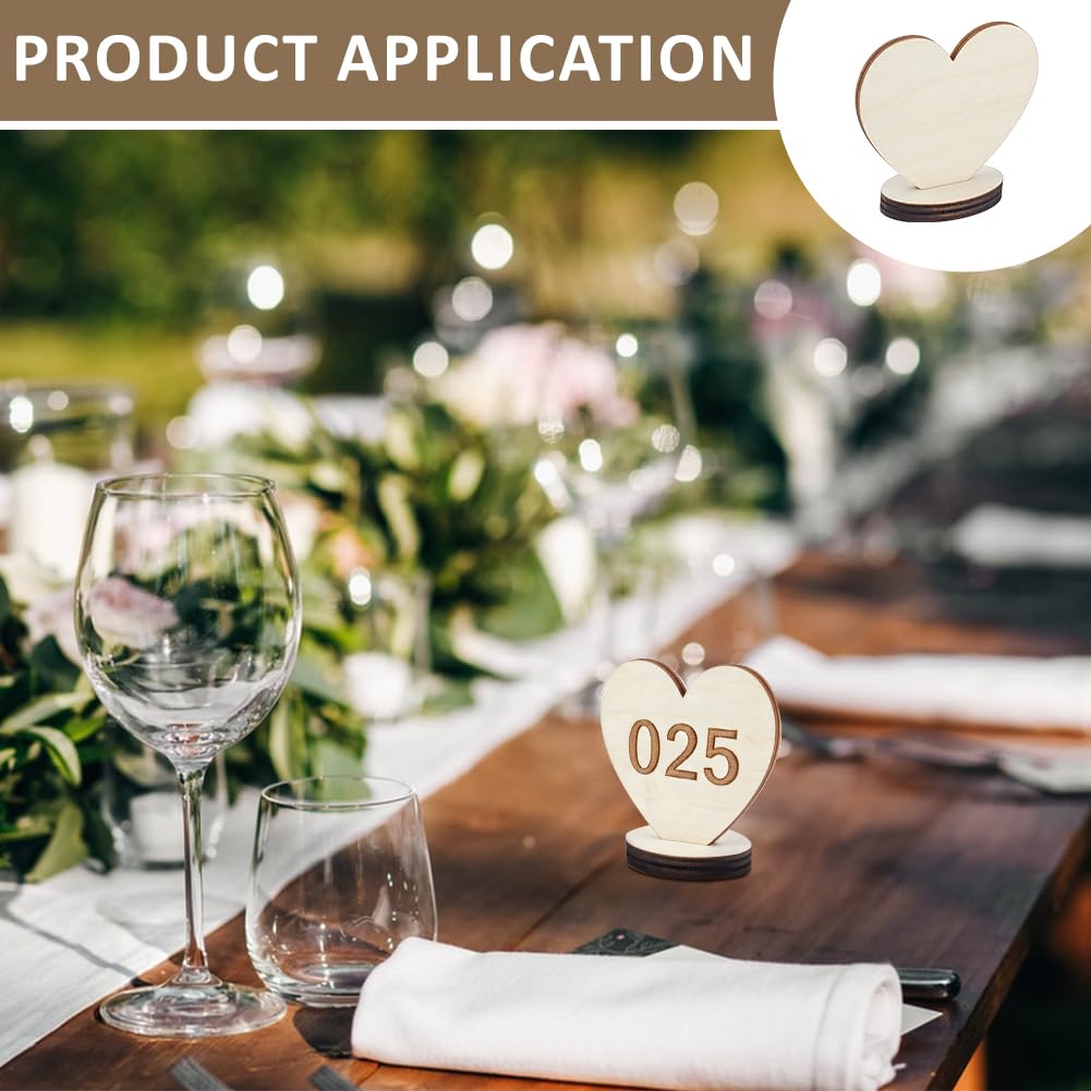 BENECREAT Marque-places bois cœur 20 pcs 75 mm mariage