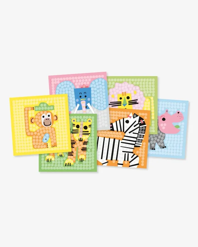 Playmaïs Mosaic Zoo cartes mosaïque 6 cartes animaux