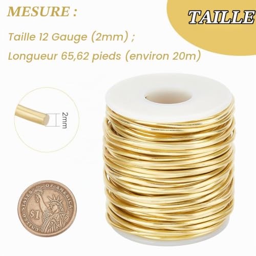 BENECREAT Fil laiton doré 2mm 20m CWIR-WH0018-02-EU bijoux