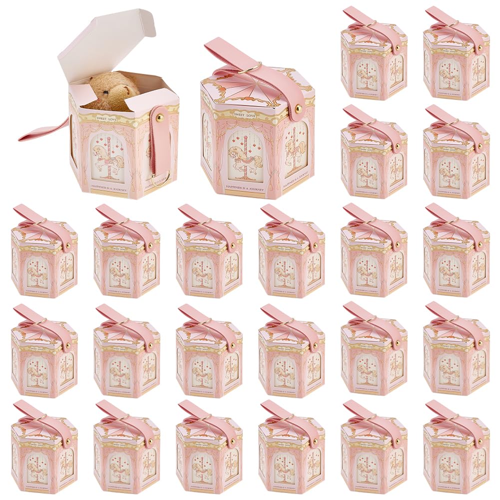BENECREAT Carrousel Boîte Cadeau Hexagonale Blanche 24pcs 9x9x8cm