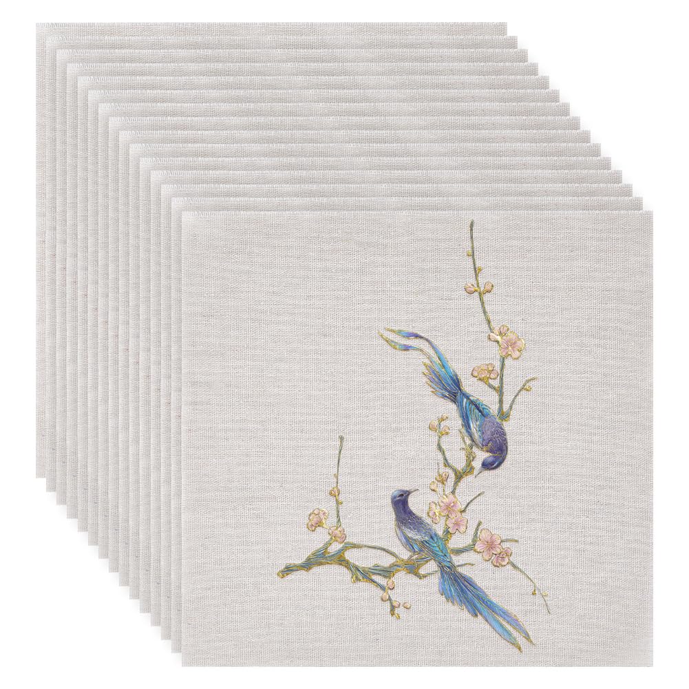 BENECREAT 20x 25x25 cm Tissu Lin Beige à Broder