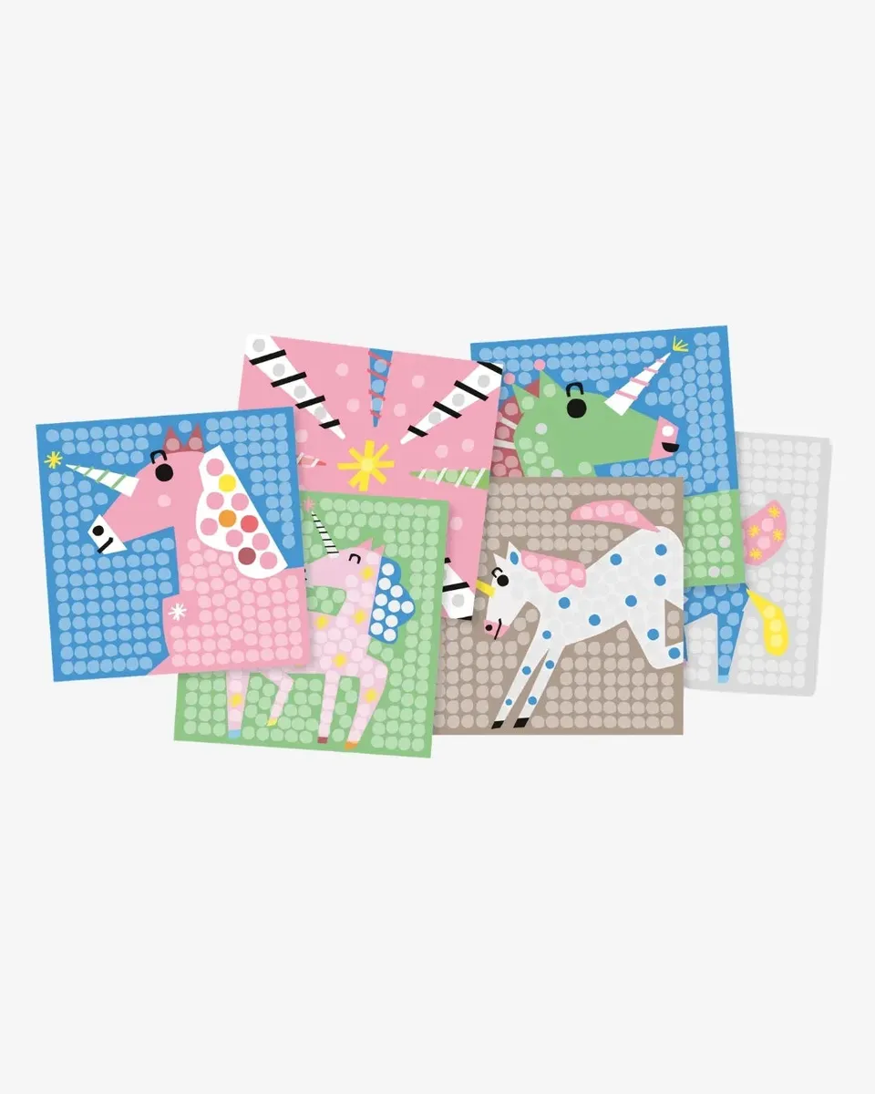 PLAYMAÏS Mosaic Unicorn cartes mosaïque 6 cartes licorne