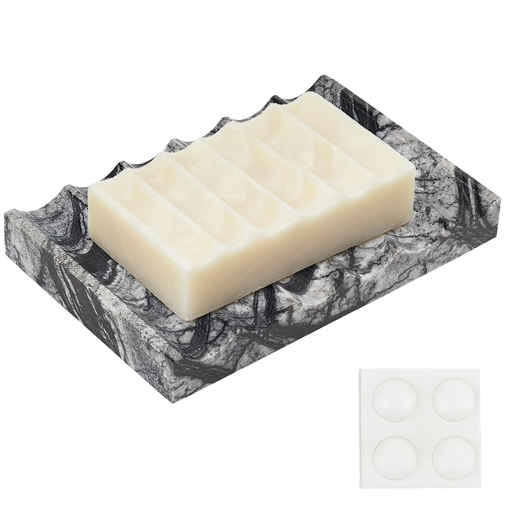 BENECREAT porte-savon marbre blanc 124x80mm vague