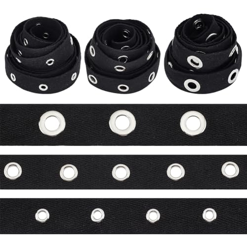 BENECREAT Ruban sergé à œillets noir 5,5m 3 rouleaux coton