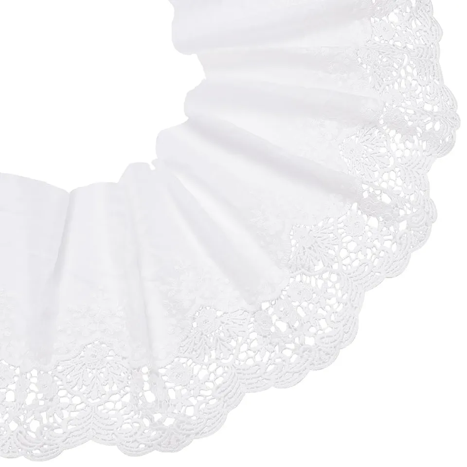 BENECREAT Ruban Dentelle Coton Blanc 20 cm x 3 m Œillet