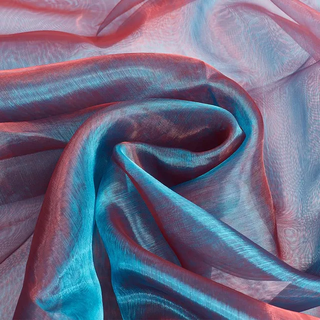 BENECREAT Tissu Organza Bicolore Bleu 3m x 150cm Léger