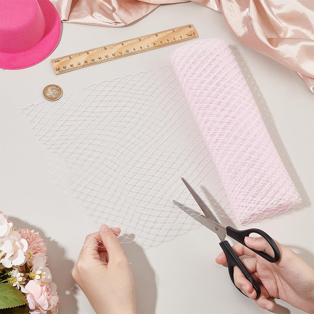 BENECREAT Tissu Maillé Voile Nylon 3mx25cm Perle Rose