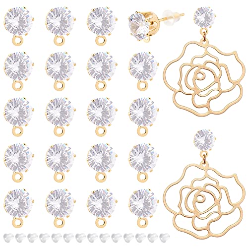 BENECREAT Clous d’oreilles plaqué or 14K zircon 12 paires
