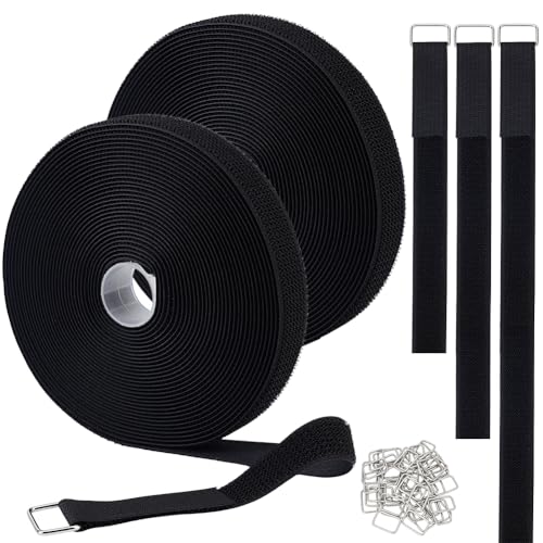 BENECREAT Sangle Auto-Agrippante Ruban Nylon Noir 20m 25mm