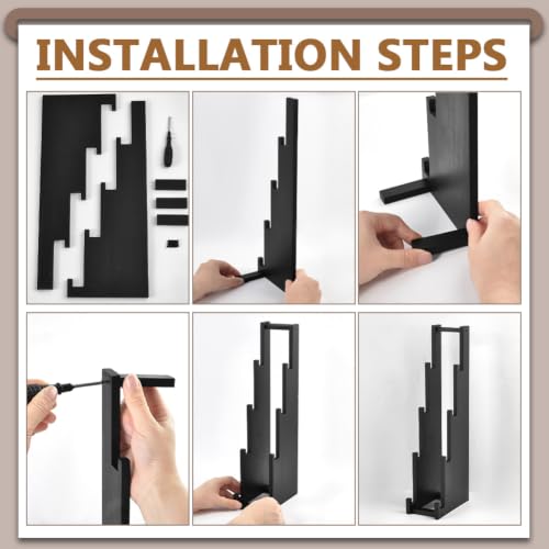 BENECREAT Support Cartes Bois Noir 4 Niveaux 2pcs 15x8x40cm
