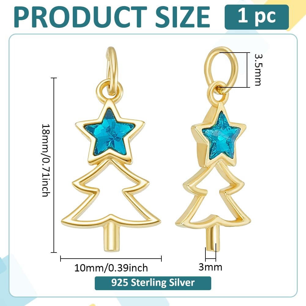 BENECREAT Sapin Noël pendentif doré 925 étoile turquoise