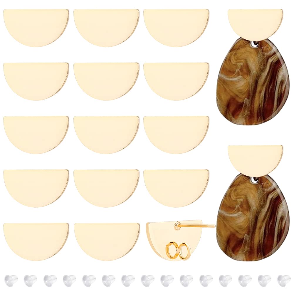 BENECREAT Clous d'oreilles cœur plaqué or 18K 16 pcs