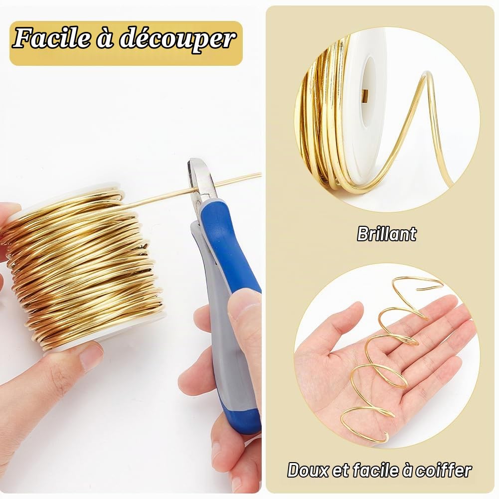 BENECREAT Fil laiton doré 2mm 20m CWIR-WH0018-02-EU bijoux
