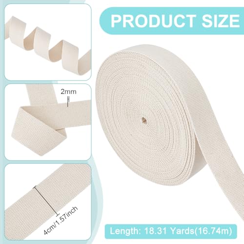 BENECREAT ruban sangle coton beige 40mm x16,74m chevrons
