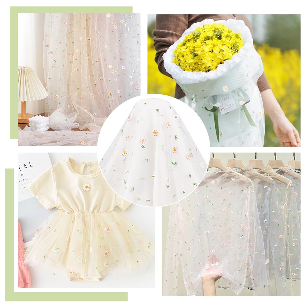 BENECREAT Dentelle Organza Marguerite 126cm 1,8m