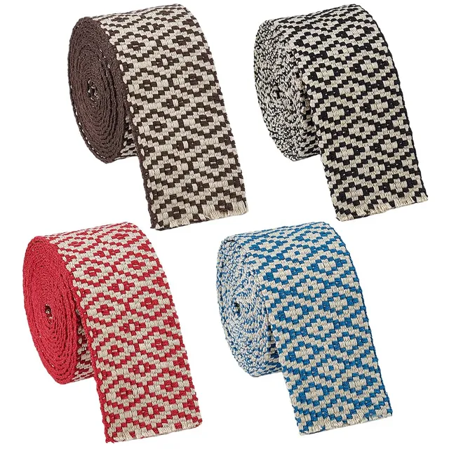 BENECREAT Ruban Jacquard Polyester Losange 50mm 4 Couleurs 8 Yards