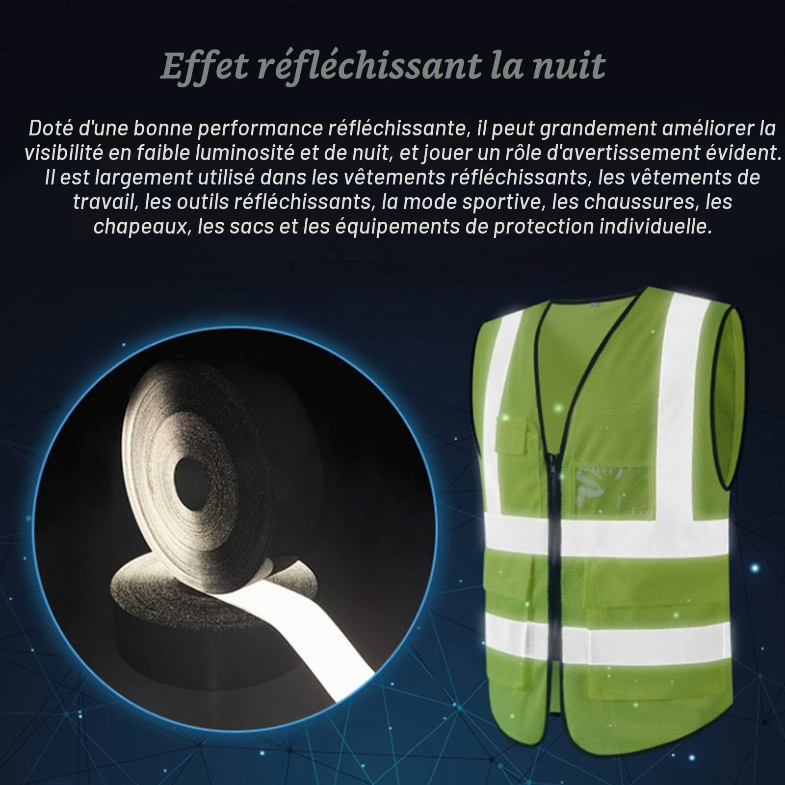 BENECREAT Ruban réfléchissant argent 25mm 25m