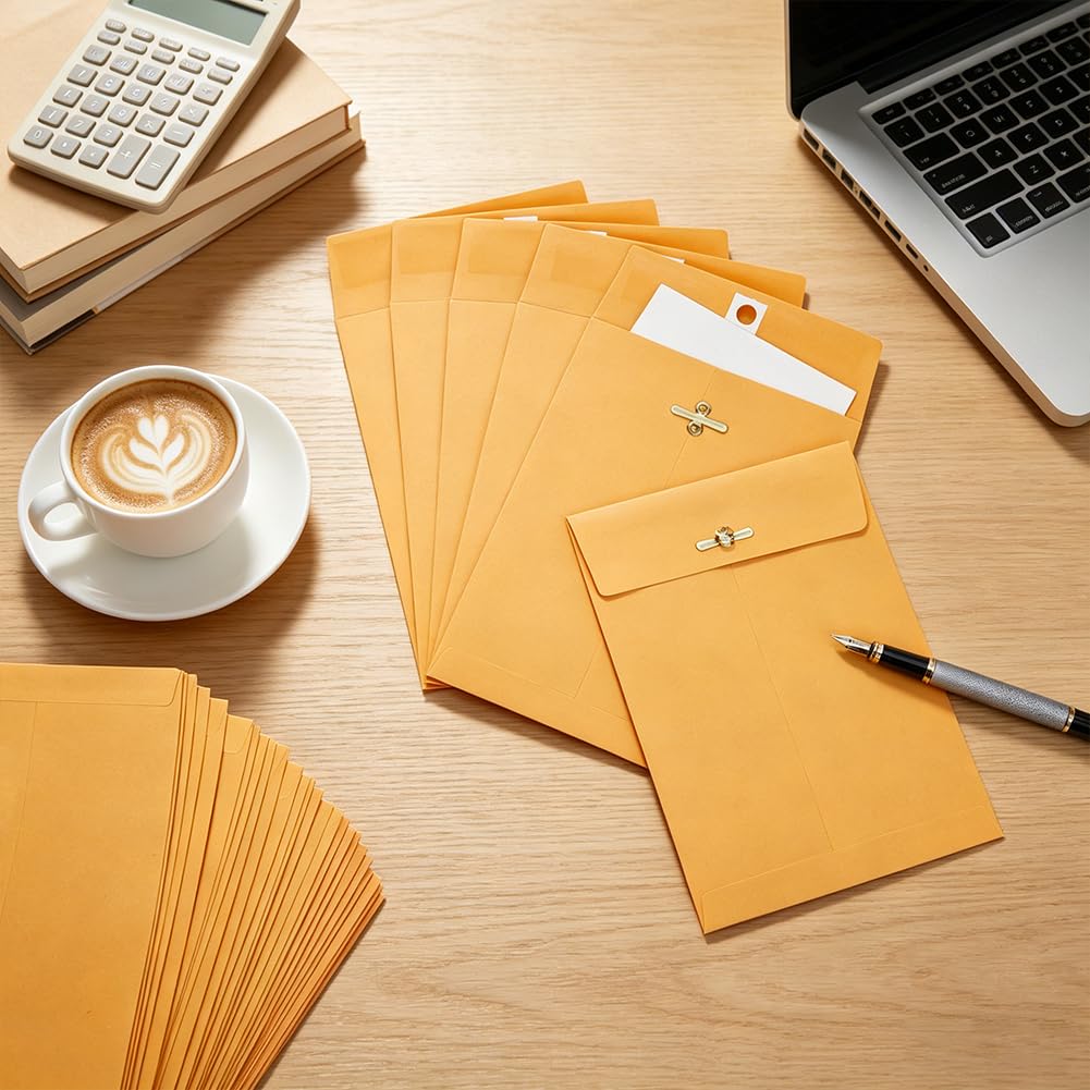 BENECREAT 200 enveloppes kraft fermoir 180x130mm orange