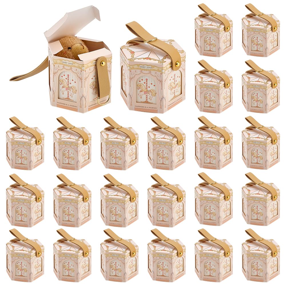 BENECREAT Carrousel Boîte Cadeau Hexagonale Blanche 24pcs 9x9x8cm