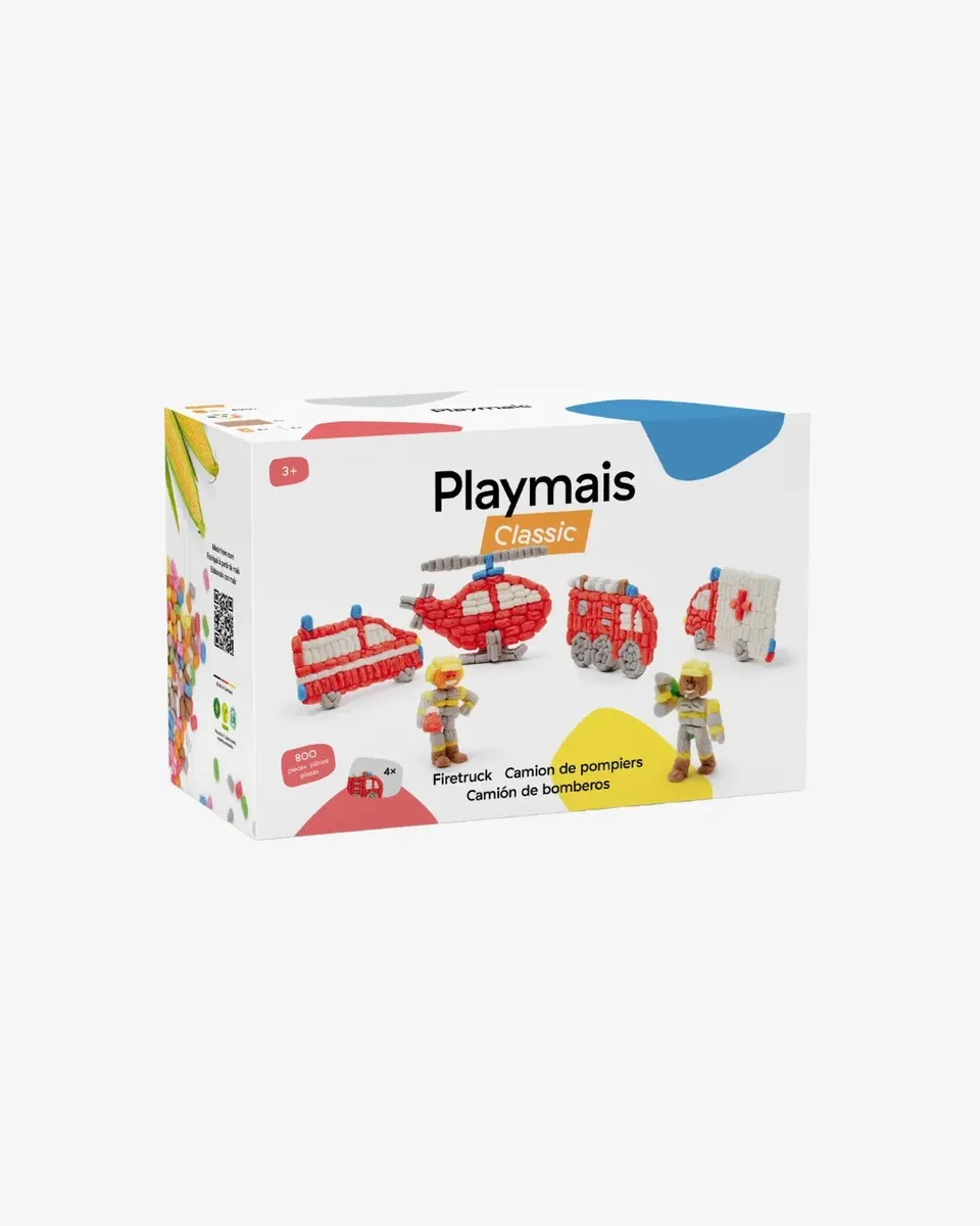 PLAYMAÏS Classic Firetruck jeu de construction 800 pièces sans colle