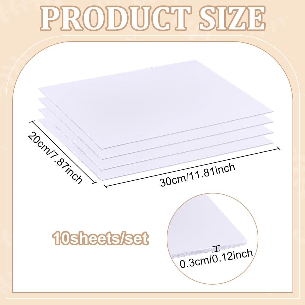 BENECREAT Feuilles Mousse PVC Blanche 40x30cm 3mm Lot 10