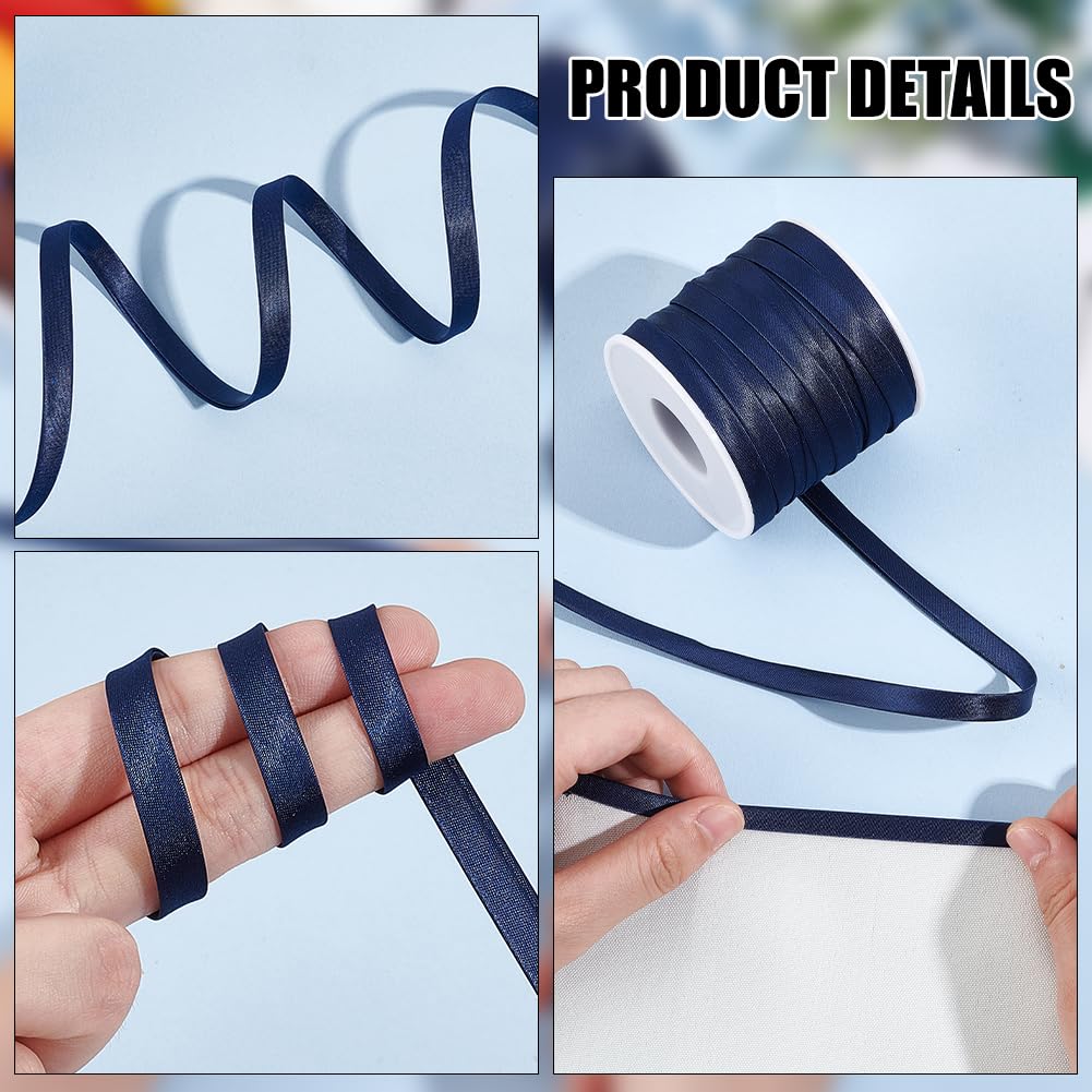 BENECREAT Biais Satiné Bleu Prusse 8,5mm 25m double pli