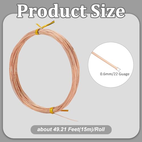 BENECREAT Fil Cuivre Nu Rond 0,6 mm 15 m Bijoux
