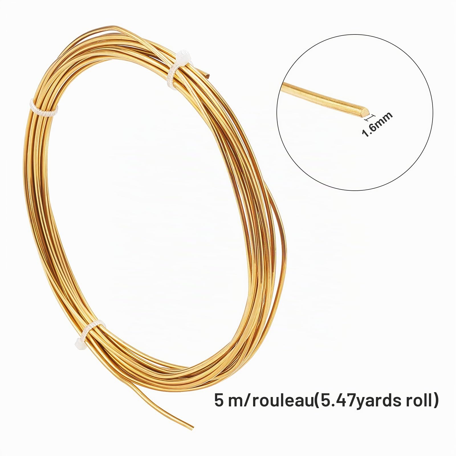 BENECREAT fil cuivre doré 1,6 mm 5 m bijoux