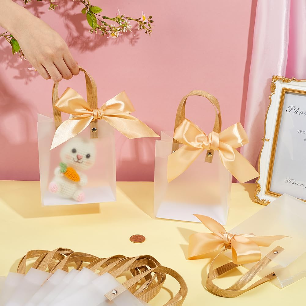 BENECREAT sac cadeau transparent lot 12 avec poignées 15cm