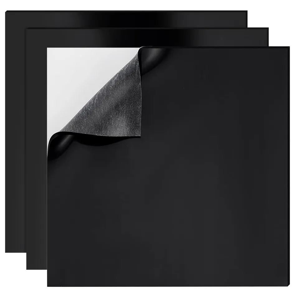 BENECREAT Feuille silicone adhésive noire 3mm 3 pcs