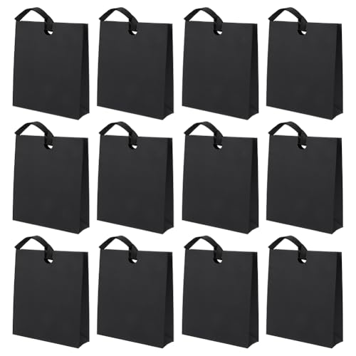 BENECREAT Sacs Cadeau Noirs Ruban Satin 22x25 cm x12