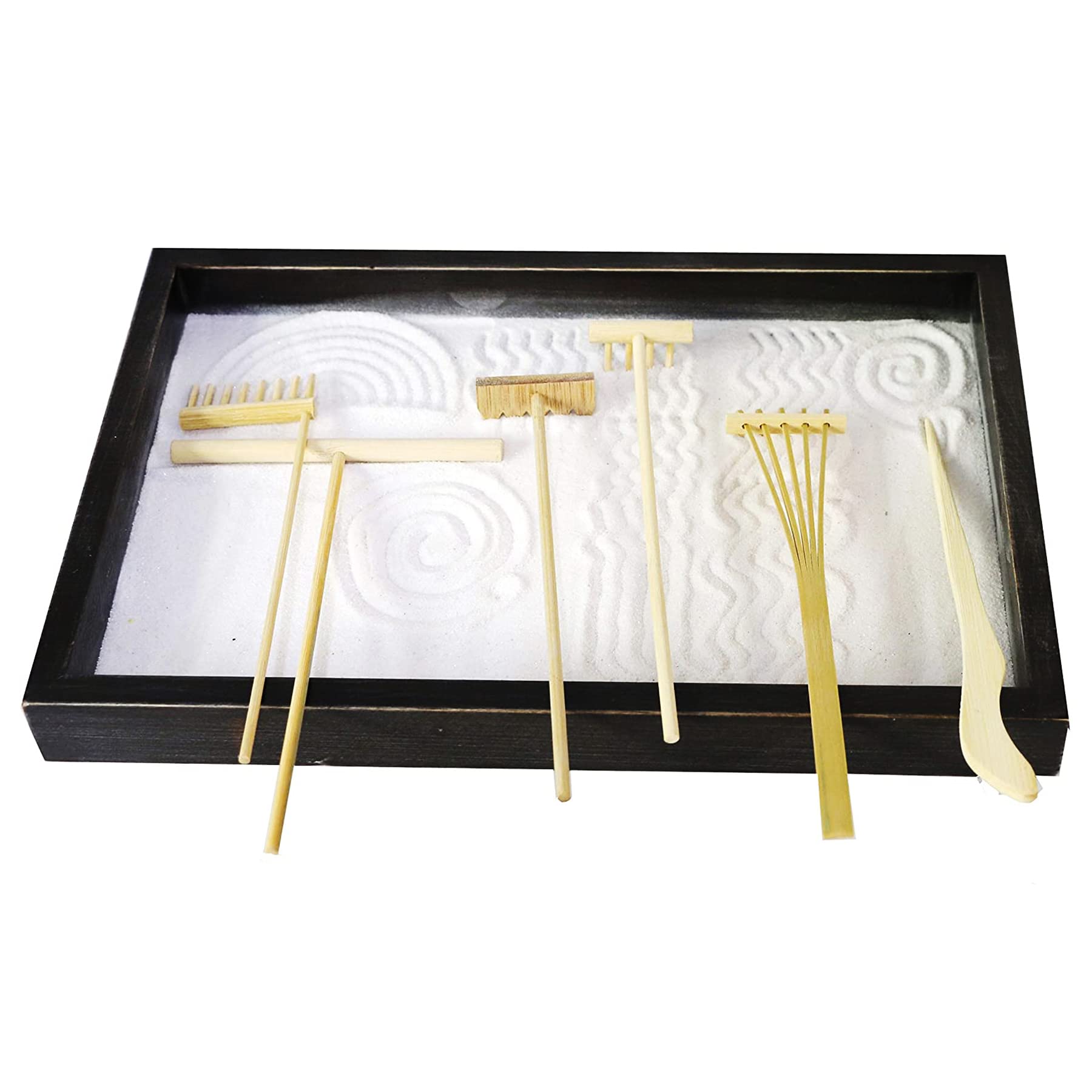 Cayway lot 7 râteaux jardin zen bambou mini