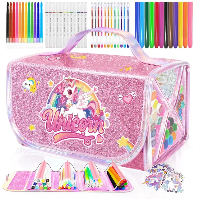 JYPS kit feutres licorne 70 pièces trousse paillettes