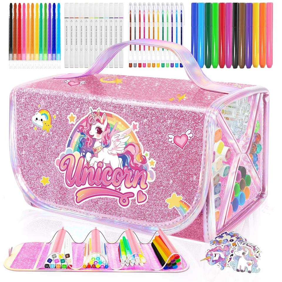 JYPS kit feutres licorne 70 pièces trousse paillettes