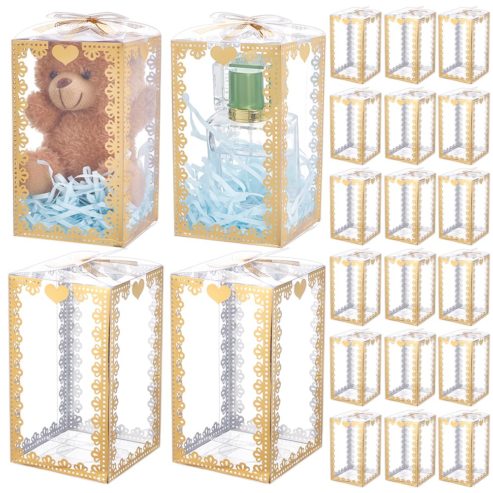 BENECREAT Boîte cadeau plastique rouge 7x7x12cm lot de 30