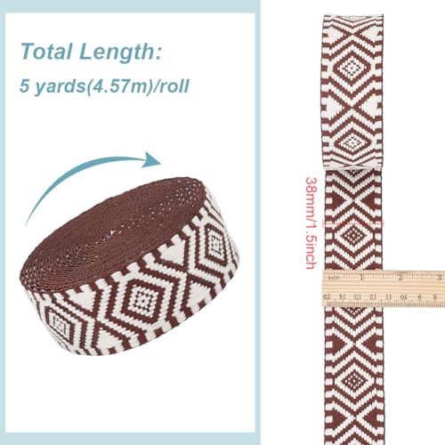 BENECREAT Sangle jacquard brun coco 38 mm 4,5 m