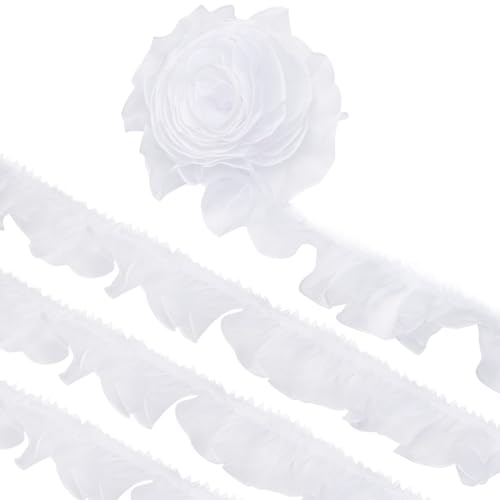 BENECREAT Ruban Dentelle Plissée Blanc 10m 75mm polyester