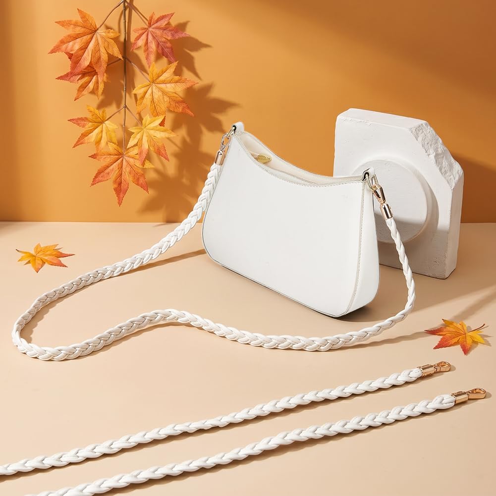BENECREAT Bretelles Sac Tressées Blanc 1,2m 2 pcs